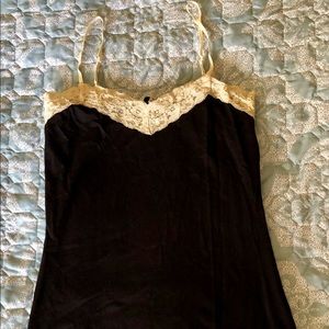 Strappy layering cami tank with cream laced edges